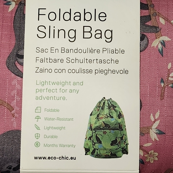 Eco Chic Foldable Sling Bag With Cute Sloths NWT - Picture 3 of 6